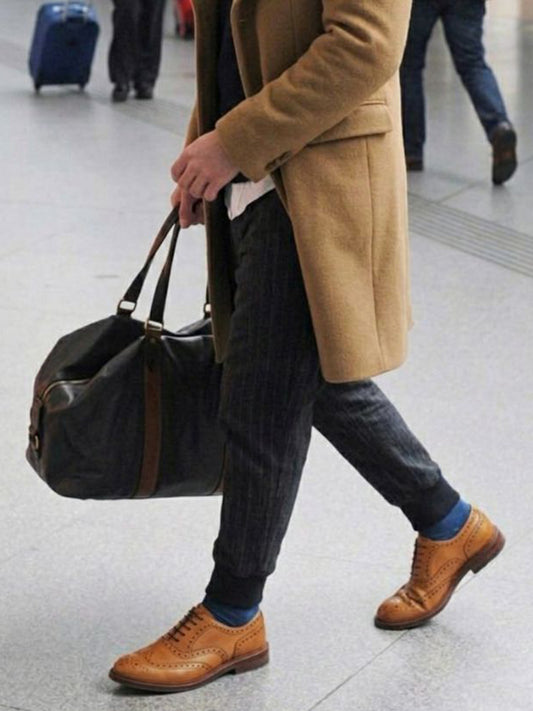 Wide Fit Oxford Brogues in Tan