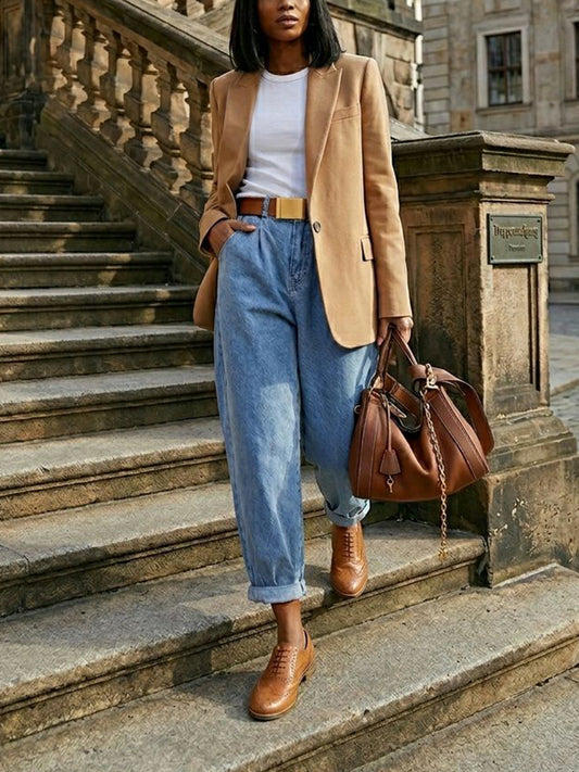 Wide Fit Oxford Brogues in Tan
