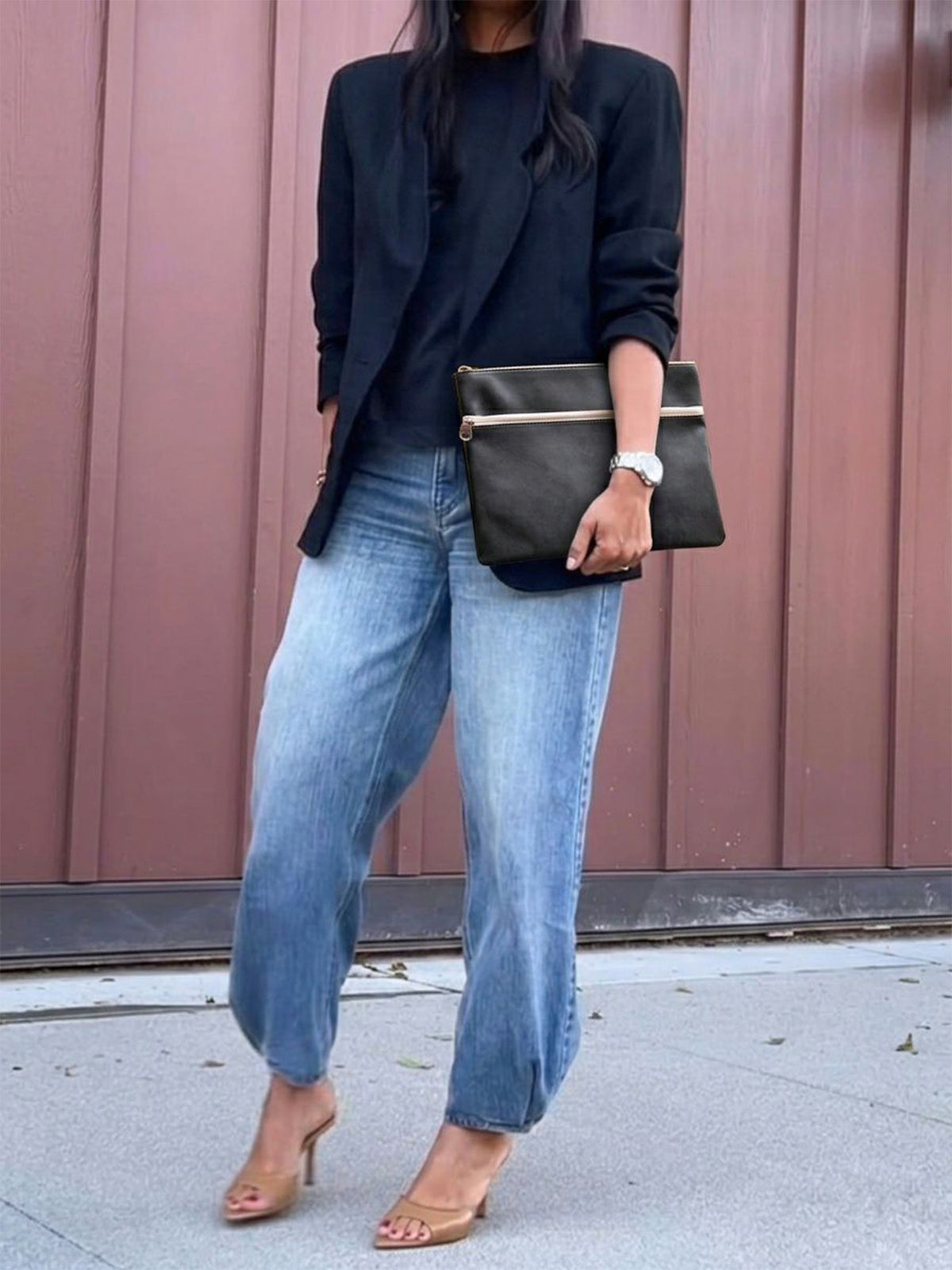Large Essential Flat Pouch in Black
