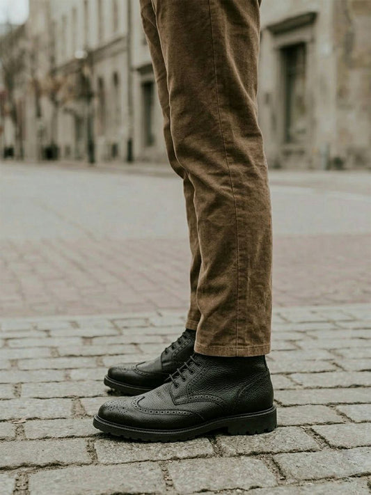 Brogue Boots in Dark Brown