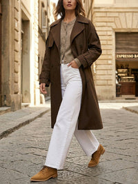 Point Toe Derbys in Brown Vegan Suede, toe detail