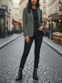 Vegan Wool Blazer in Green
