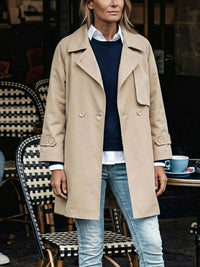 Cotton-Gaberdine Trench Coat in Beige Cotton Gaberdine