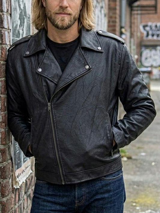 Biker Jacket in Black Vegan Leather
