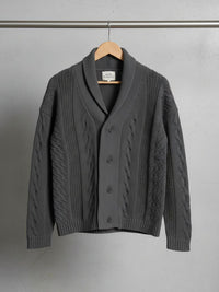 Chunky Button Up Knitted Cardigan in Grey