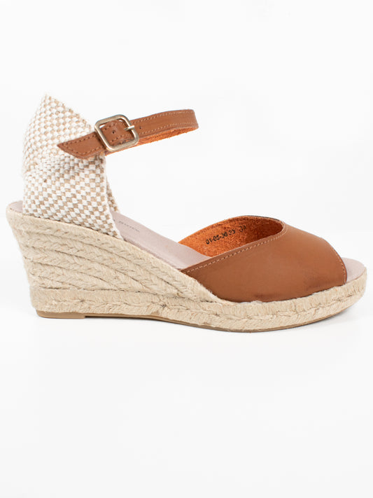 Espadrille Wedges in Tan Canvas