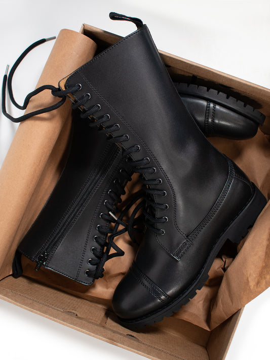 Goodyear Welt 14 Eye Boots in Black