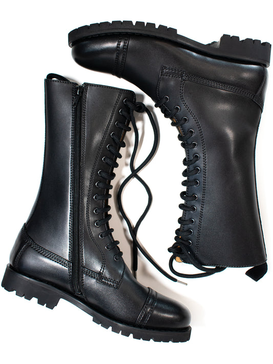 Goodyear Welt 14 Eye Boots in Black