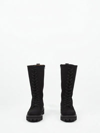 Lace-Up Vegan Suede High Boots