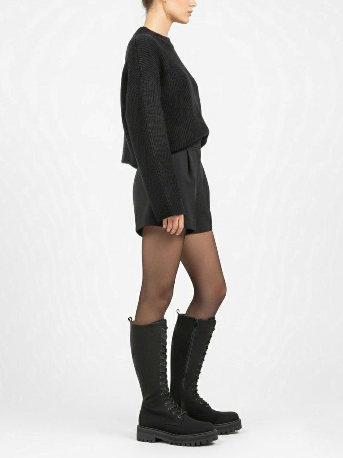 Lace-Up Vegan Suede High Boots