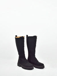 Lace-Up Vegan Suede High Boots