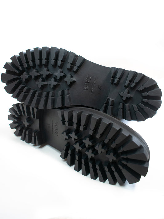 Lace-Up Vegan Suede High Boots in Black