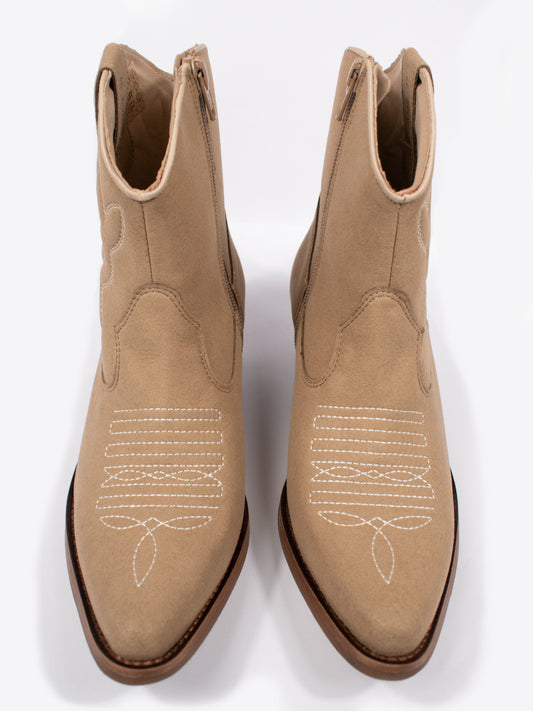 Low Western Boots in Sand Vegan Suede
