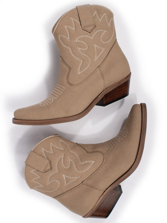 Low Western Boots in Sand Vegan Suede