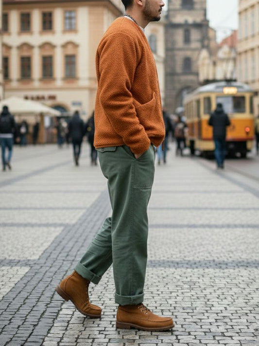 Moccasin Boots in Brown Vegan Suede