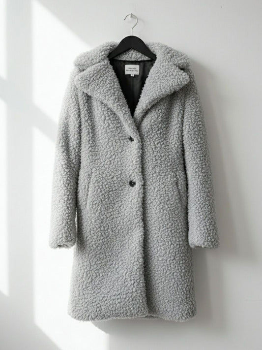 Recycled Boucle Coat in Grey