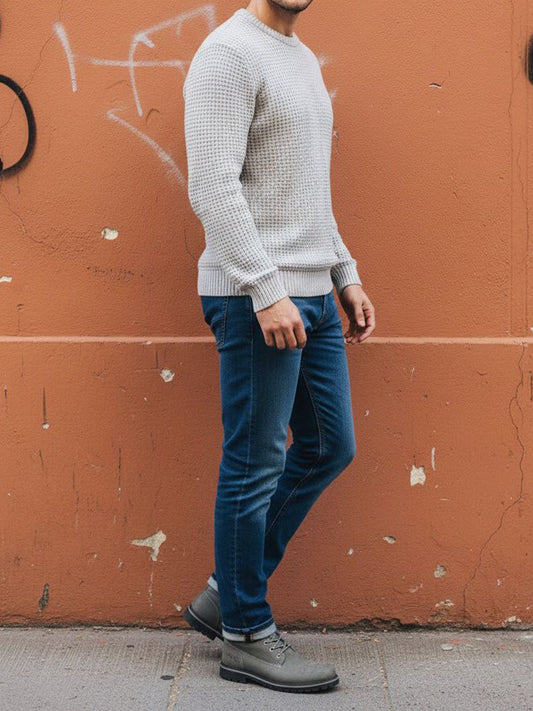 Recycled Chunky Rib in Grey Knit