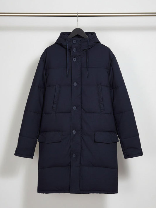Recycled Quilted Parka in Navy Blue