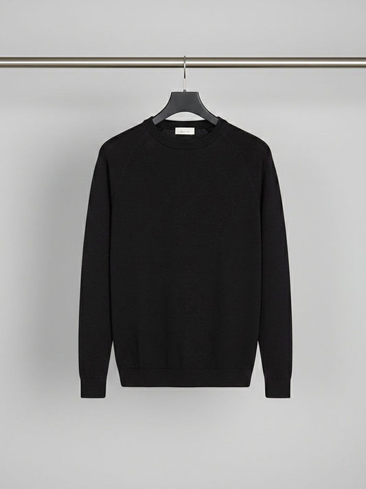 Recycled Tailored Knit Crew in Black Knit