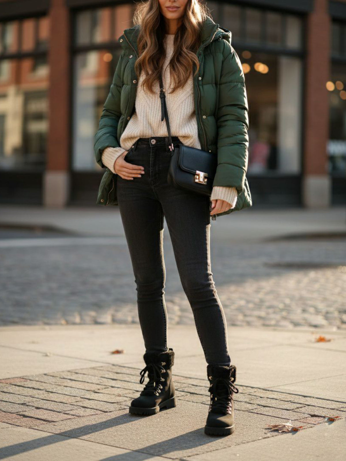 Recycled Vegan Shearling Boots in Black