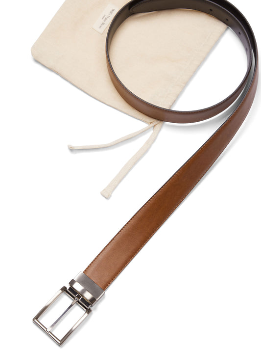 3.5cm Reversible Belt in Black / Tan