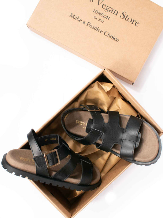 Gladiator Footbed Sandals in Black