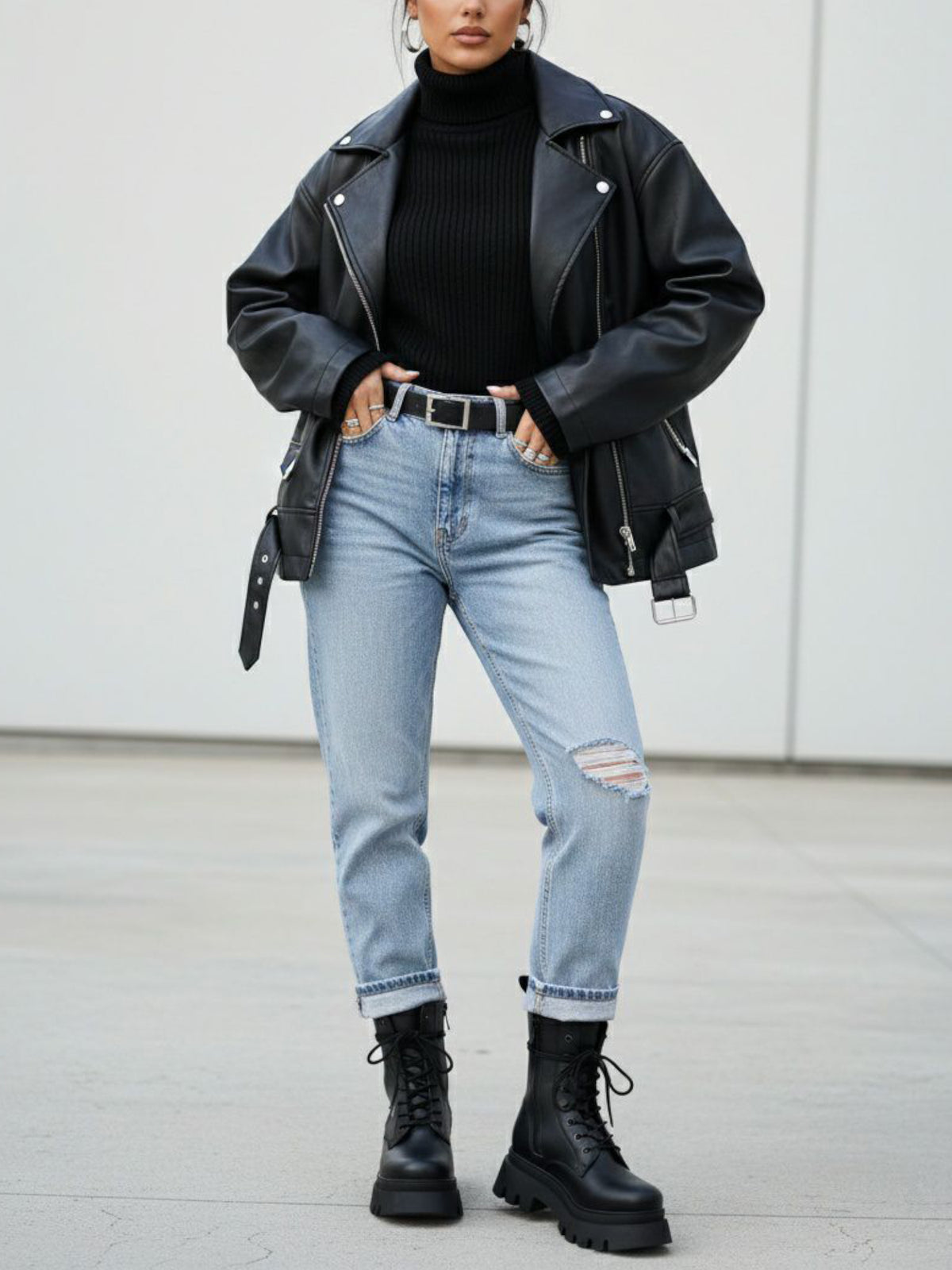 Track Sole 8-Eye Lace Up Boots