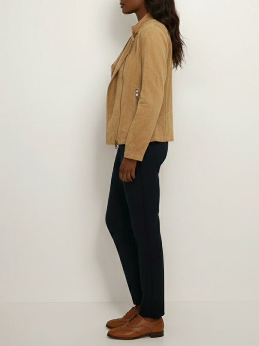 Vegan Suede Jacket in Tan