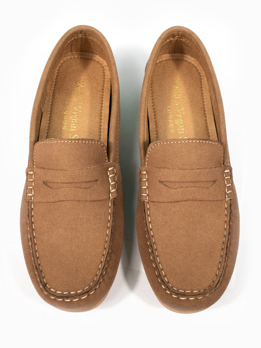 Vegan Suede Penny Loafers in Chestnut Vegan Suede