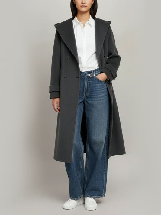 Vegan Wool Oversize Coat in Grey