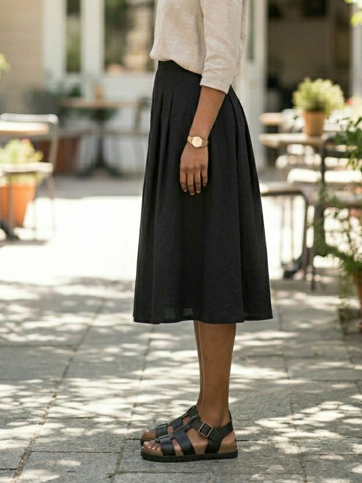 Gladiator Footbed Sandals in Black