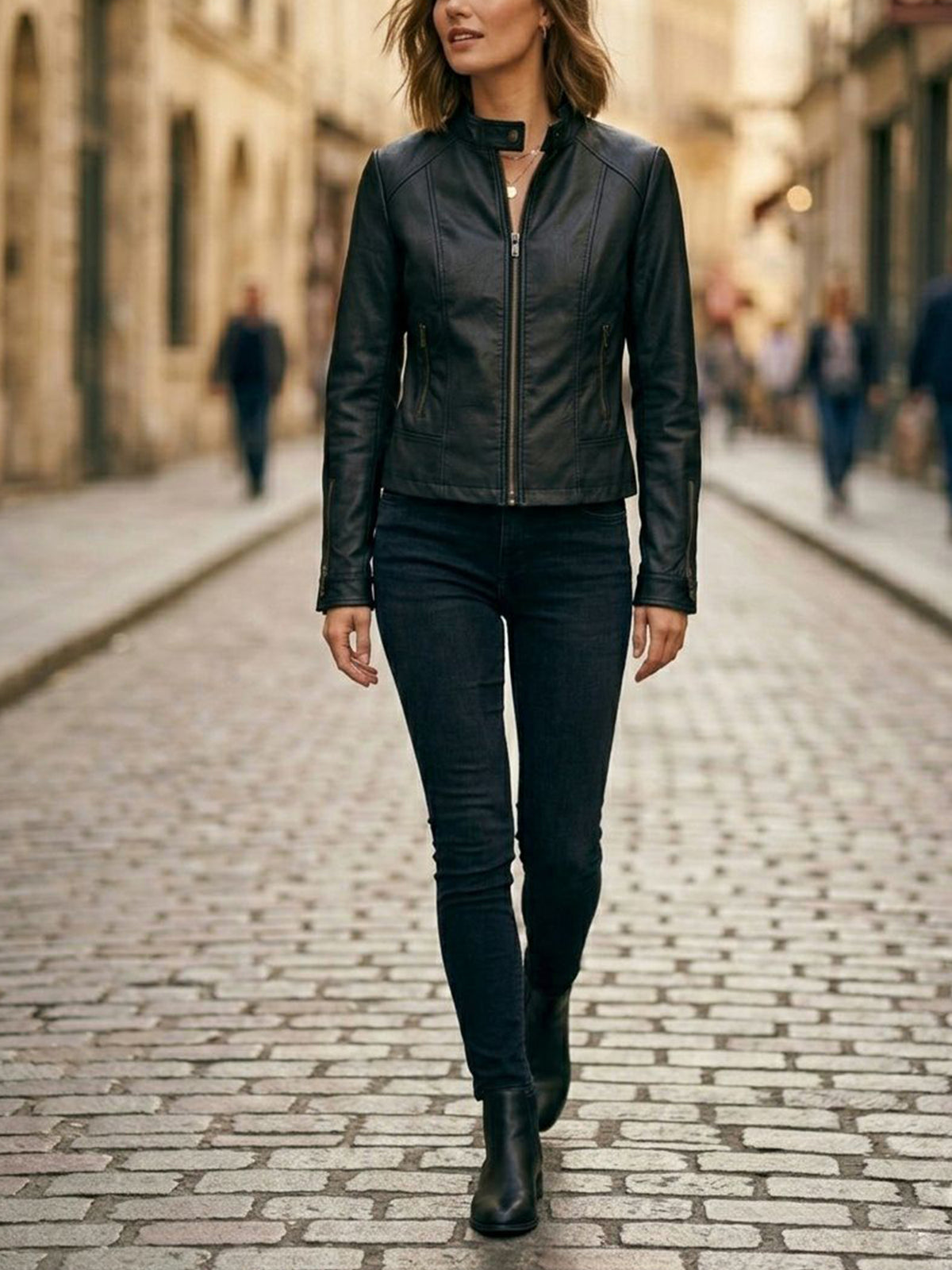 Racer Jacket in Black Vegan Leather
