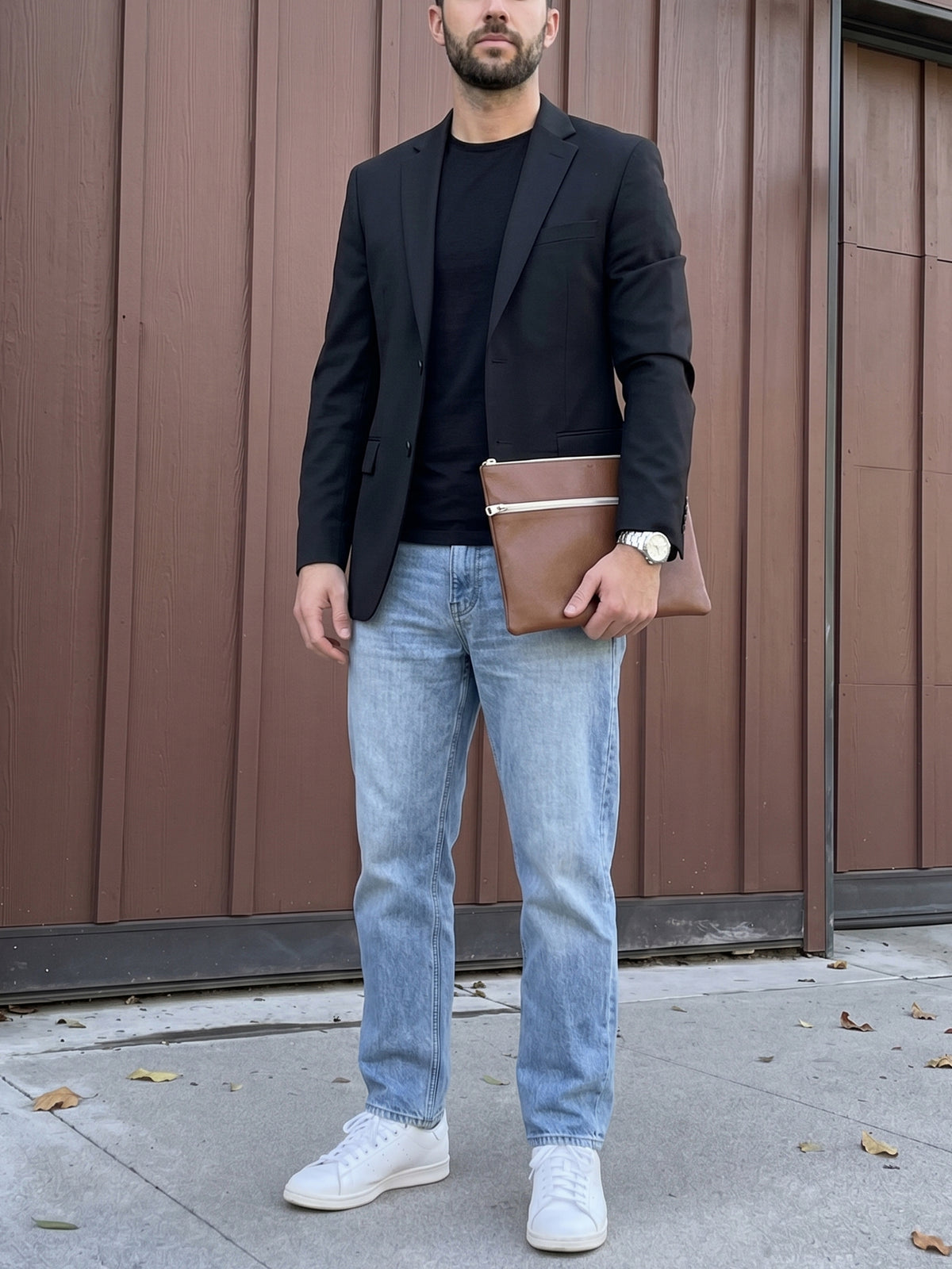 Large Essential Flat Pouch in Chestnut