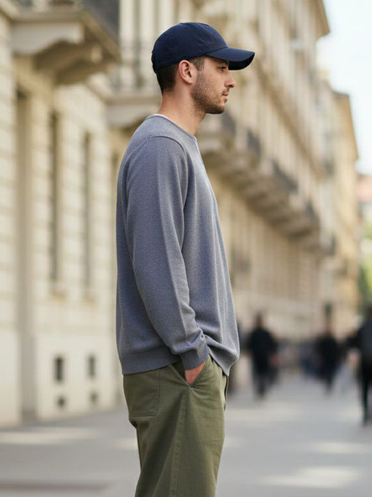 Recycled Knit Sweater in Grey Knit