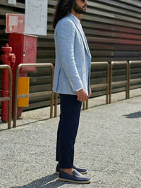 Recycled Penny Loafers in Dark Blue Canvas
