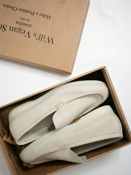 Vegan Suede Loafers in Grey Vegan Suede