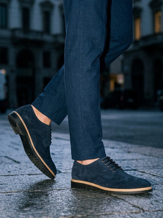 Signature Derbys in Grey Vegan Suede