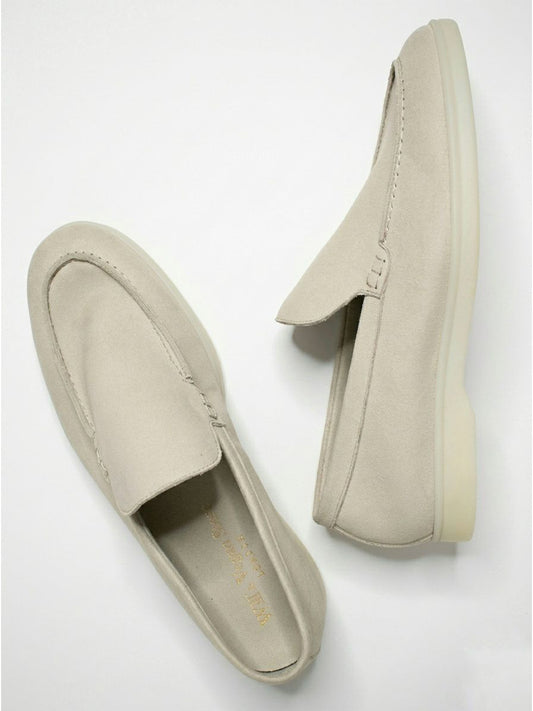 Vegan Suede Loafers in Grey Vegan Suede