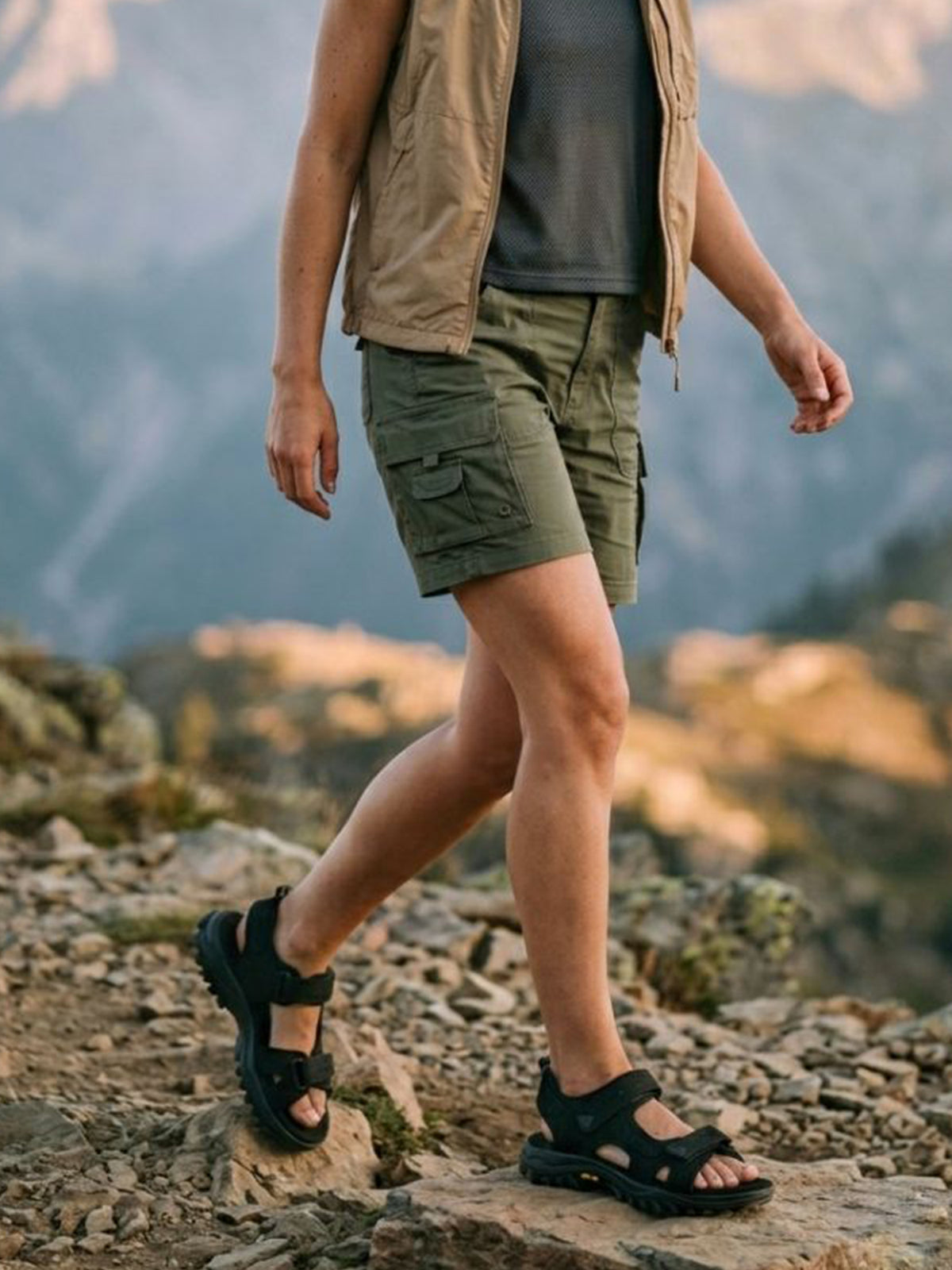 WVSport Active Sandals in Black Vegan Suede