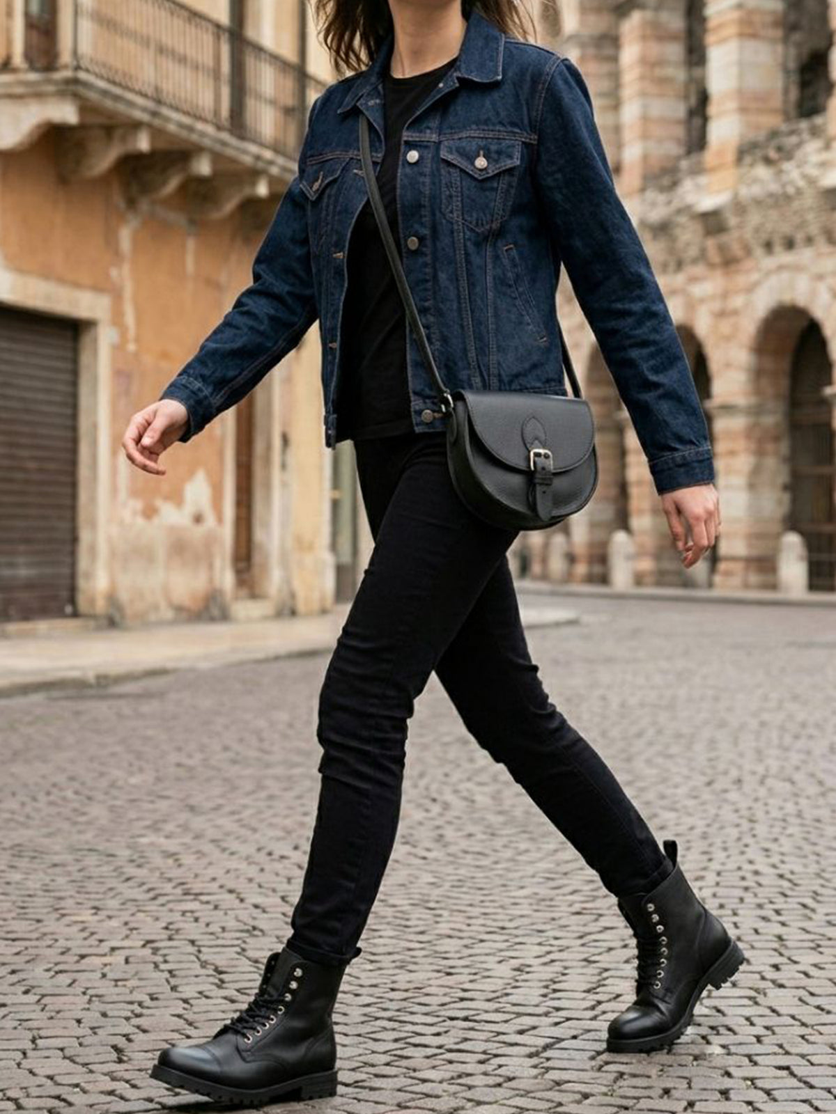 Recycled Denim Jacket in Dark Blue