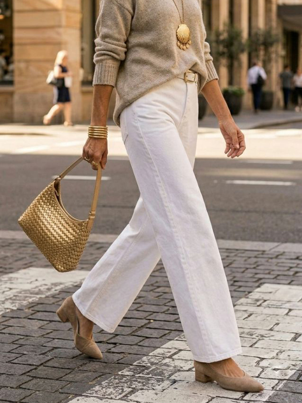 Point Flats in Stone Vegan Suede