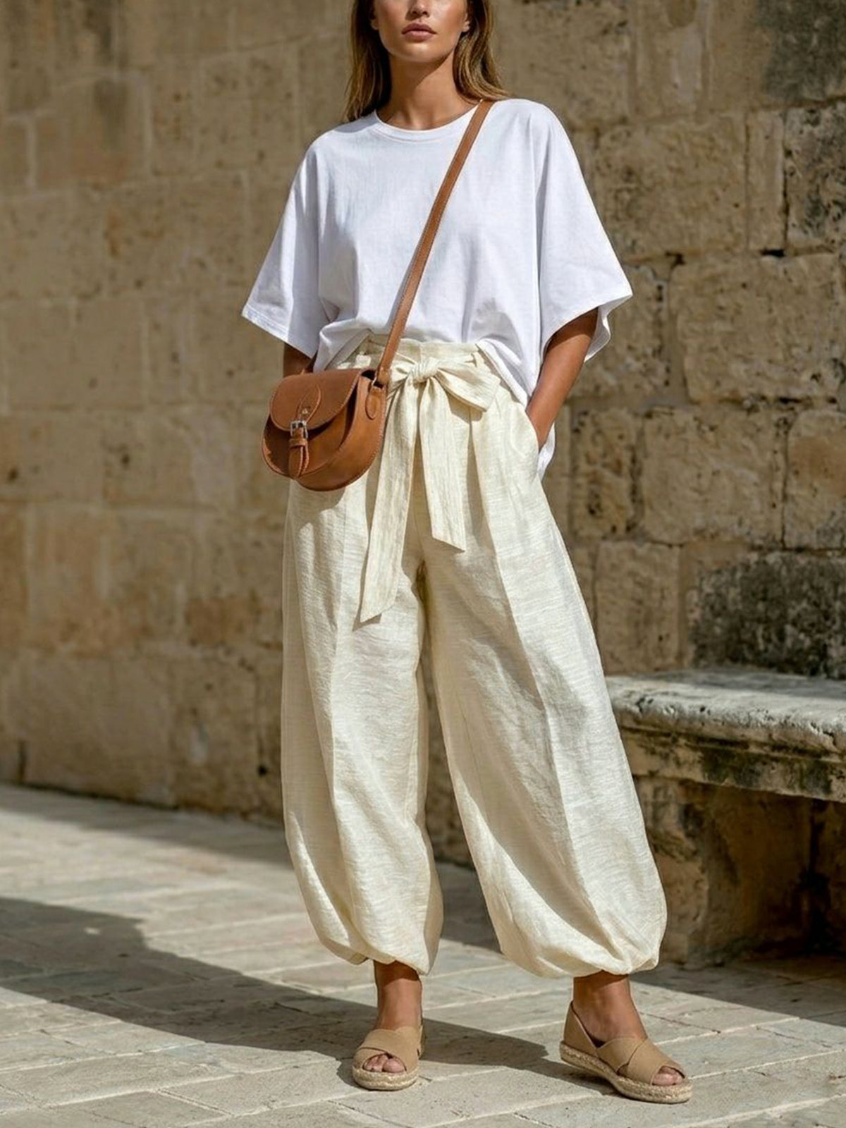 Recycled Espadrille Cross Over Straps in Tan Canvas