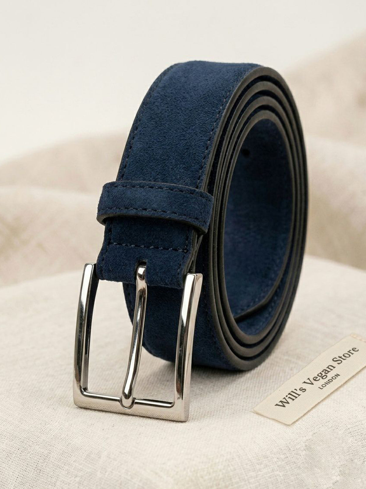 Continental 3.5cm Belt in Dark Blue Vegan Suede