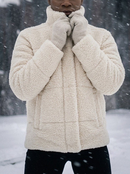 Recycled Teddy Puffer Jacket in Cream