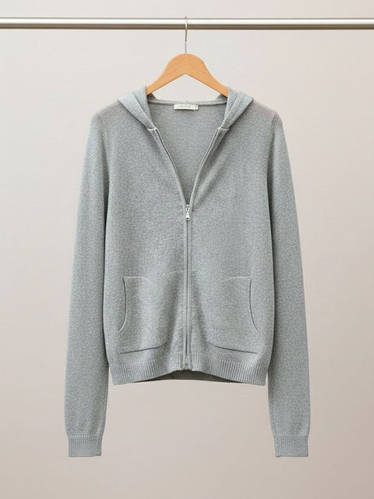 Recycled Knit Hoodie in Grey Knit