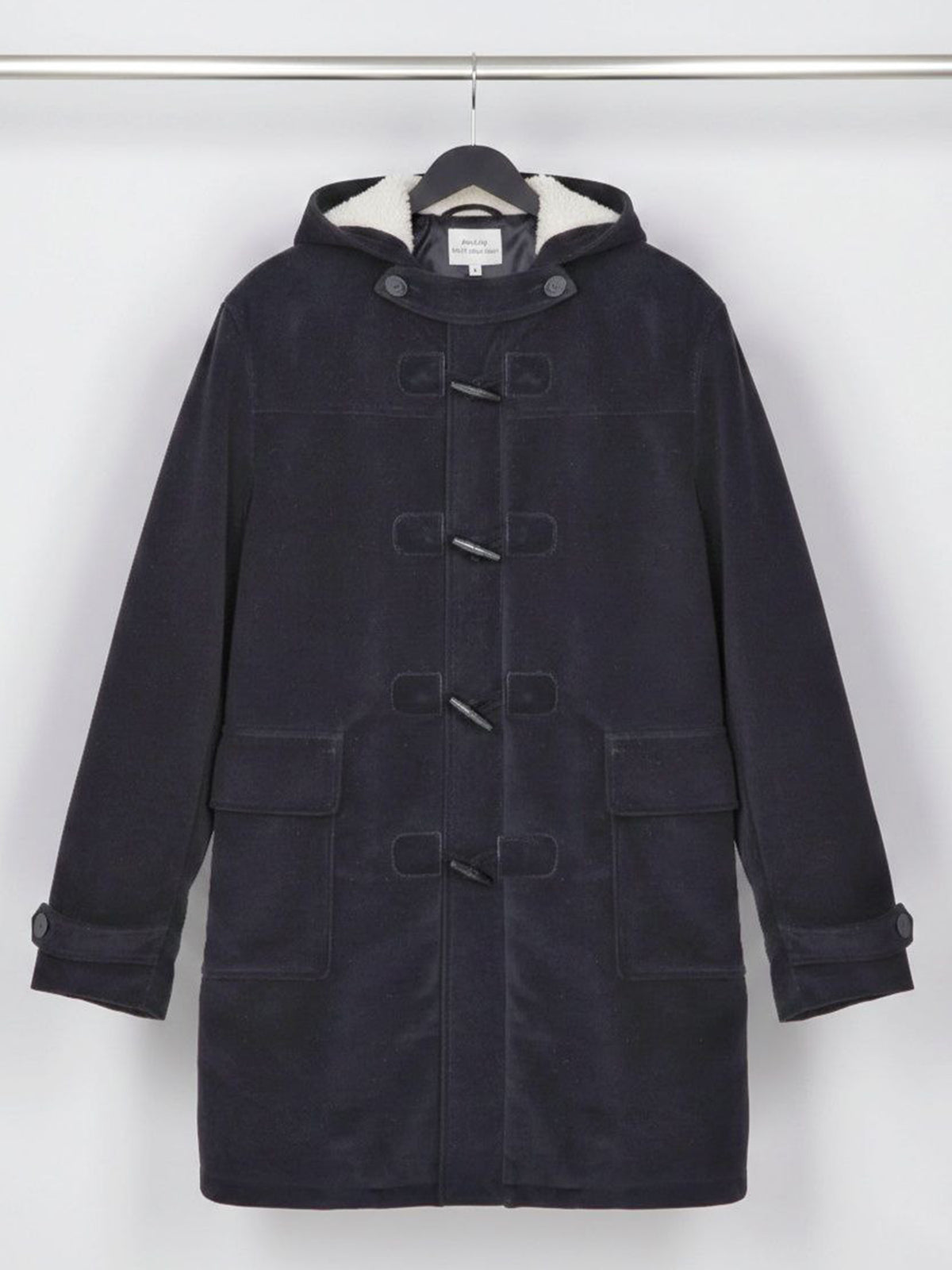 Vegan Wool Duffle Coat with Recycled Vegan Shearling