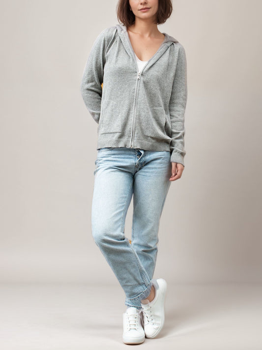 Recycled Knit Hoodie in Grey Knit