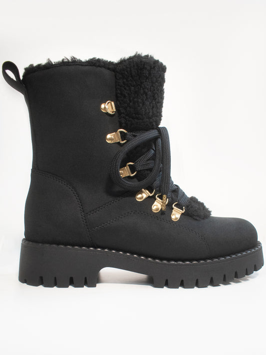 Recycled Vegan Shearling Boots in Black