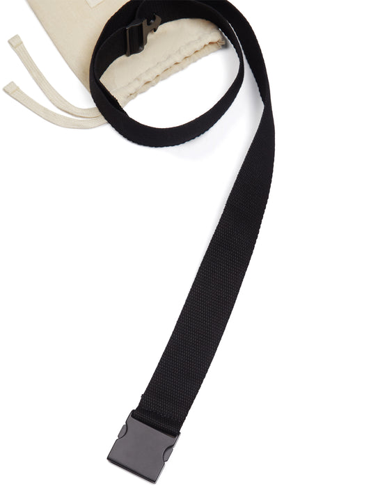 4cm Tencel & Metal Clip Belt in Black