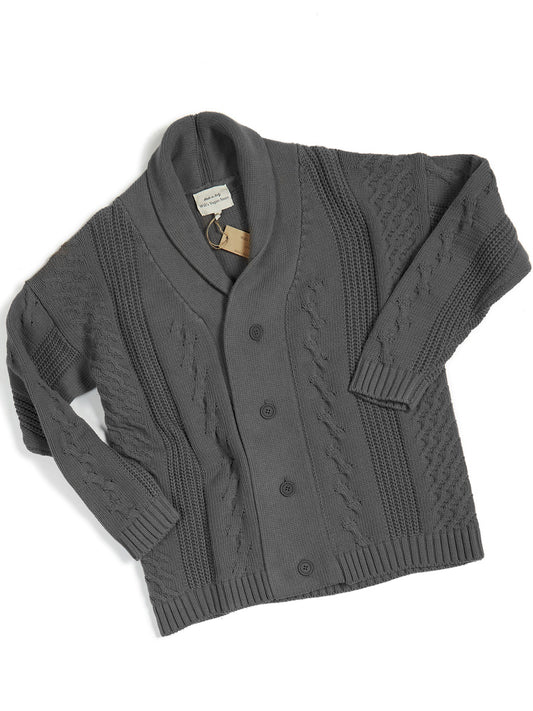 Chunky Button Up Knitted Cardigan in Grey